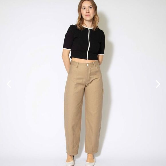 Hackwith Design House Sustain Tailored Barrel Leg Trouser khaki brown 2